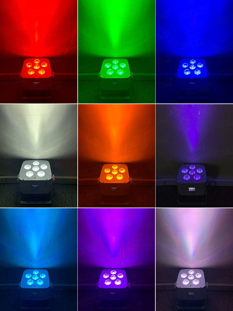 Gbr-Bp661 6X18W RGBWA+UV 6in1 LED Battery Powered Wireless LED PAR Can